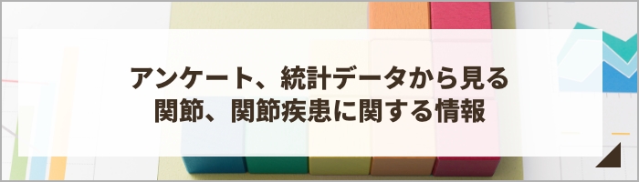 アンケート、統計データから見る 関節、関節疾患に関する情報